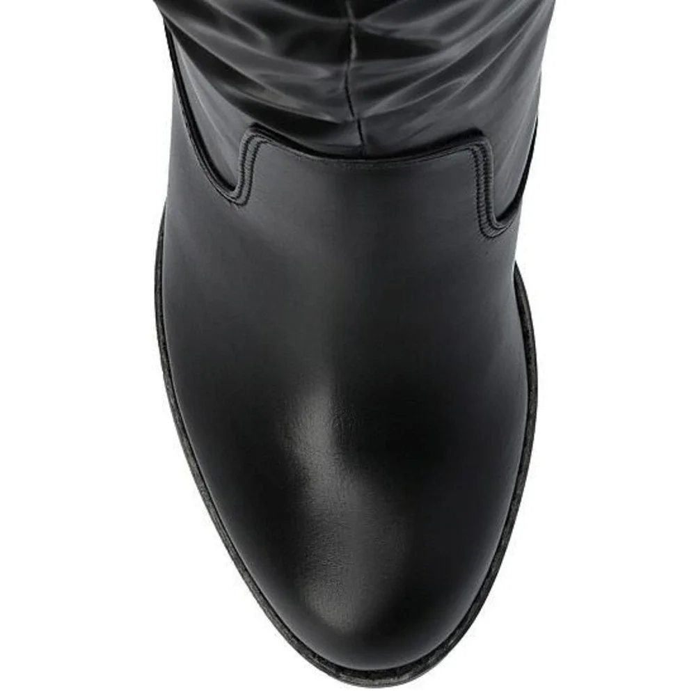 Journee Collection Kaison Wide Calf Stacked Heel Over the Knee Boots Black 12M